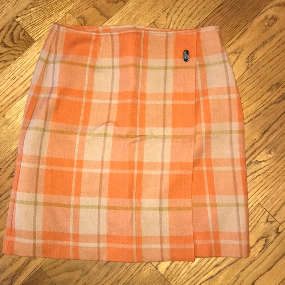 ALine beige orange wrap around A line skirt size 8